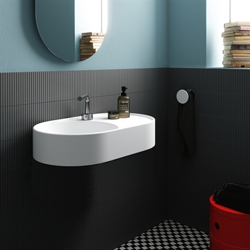 Art - Tvättställ 65 x 40 cm i blankt vitt porslin